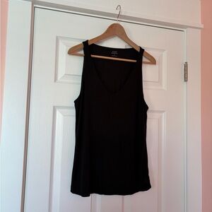 Cozy Earth Rib-knit Black V-Neck Tank Top